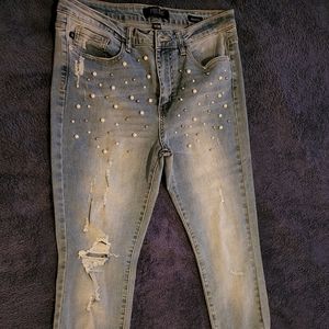 Jeans with sewn on design womens